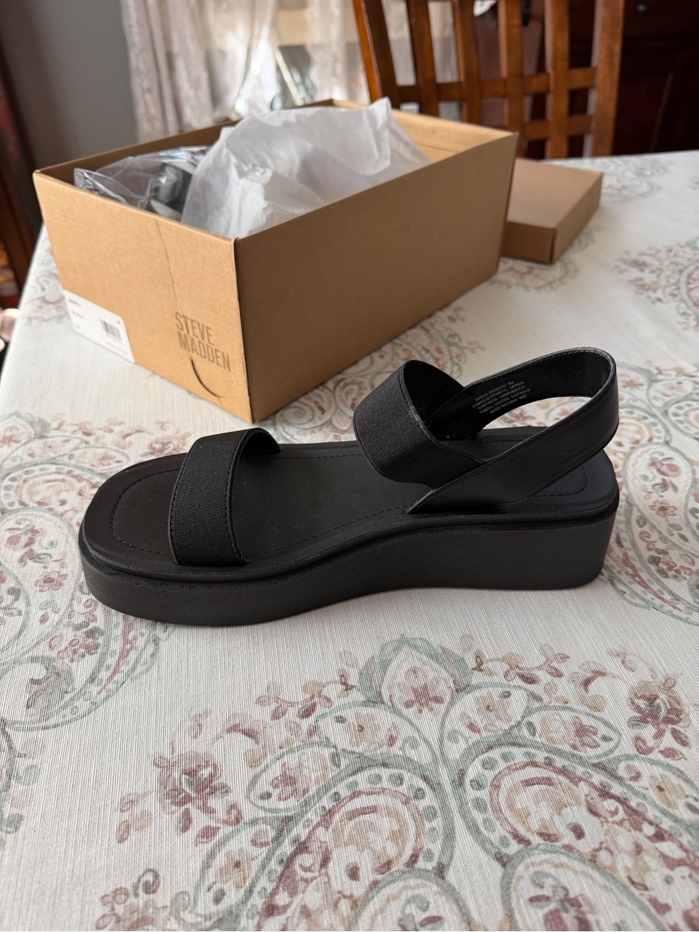 Steve Madden Black Dual-Strap Slingback Sandal - Picture 2 of 5